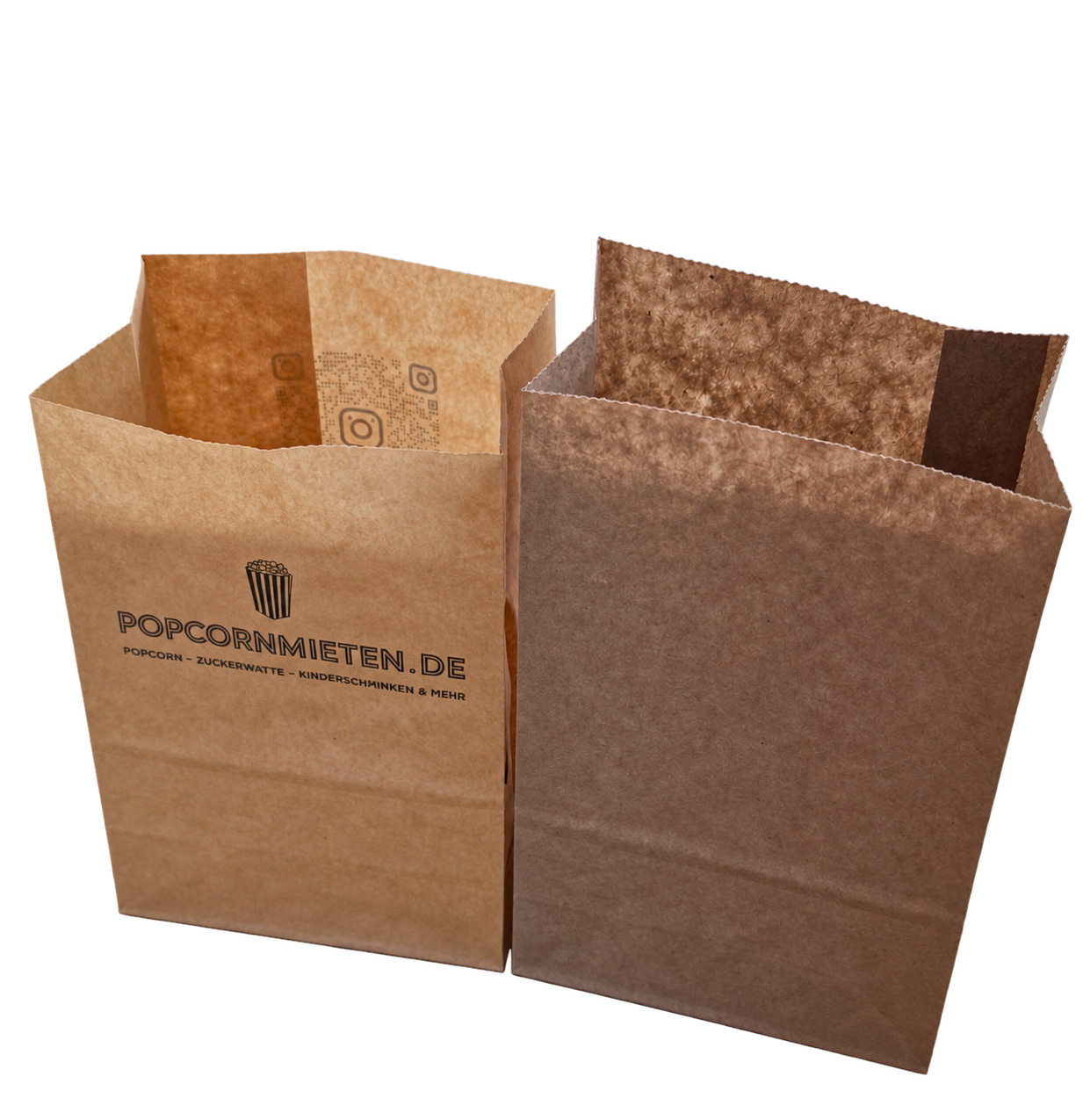 750 ml Popcorntüten mit Popcornmieten-Logo für Messen, Firmenveranstaltungen und Events.